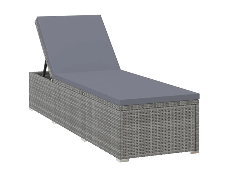 vidaXL Sun Lounger with Cushion Poly Rattan Grey