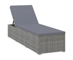 vidaXL Sun Lounger with Cushion and Tea Table Poly Rattan Grey