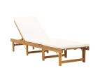 vidaXL Folding Sun Lounger with Cushion Solid Acacia Wood