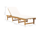 vidaXL Folding Sun Lounger with Cushion Solid Acacia Wood