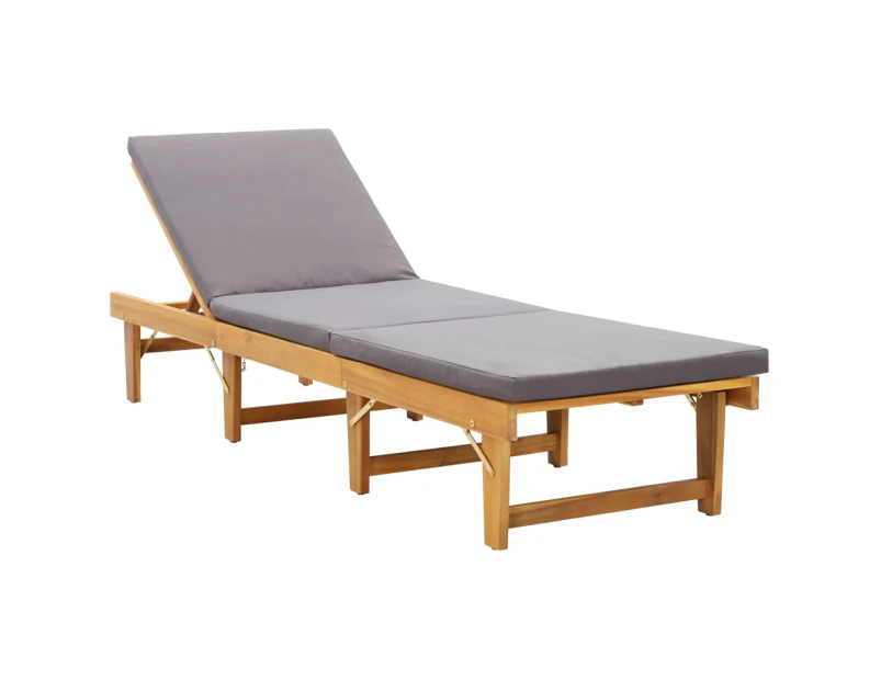 vidaXL Folding Sun Lounger with Cushion Solid Acacia Wood