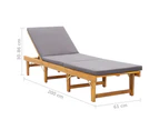 vidaXL Folding Sun Lounger with Cushion Solid Acacia Wood