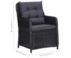 vidaXL Garden Chairs 2 pcs with Cushions Poly Rattan Black