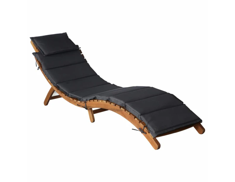 vidaXL Sun Lounger with Cushion Solid Acacia Wood Dark Grey