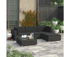 5 Piece Garden Lounge Set with Cushions Poly Rattan Black