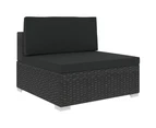 5 Piece Garden Lounge Set with Cushions Poly Rattan Black