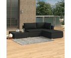 4 Piece Garden Lounge Set with Cushions Poly Rattan Black