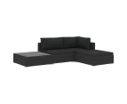 vidaXL 4 Piece Garden Lounge Set with Cushions Poly Rattan Black