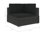 vidaXL Sectional Corner Chair 1 pc with Cushions Poly Rattan Black