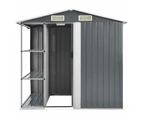 vidaXL Garden Shed with Rack Grey 205x130x183 cm Iron