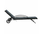 vidaXL Sun Lounger with Cushion & Wheels Poly Rattan Anthracite