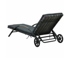 vidaXL Sun Lounger with Cushion & Wheels Poly Rattan Anthracite