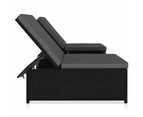 vidaXL Reclining Garden Chairs 2 pcs with Table Black Poly Rattan