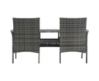 2-Seater Garden Sofa With Tea Table Poly Rattan - Anthracite