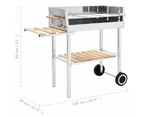 vidaXL XXL Trolley Charcoal BBQ Grill Stainless Steel with 2 Shelves