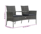 vidaXL 2-Seater Garden Sofa with Tea Table Poly Rattan Anthracite