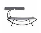 vidaXL Outdoor Lounge Bed with Canopy & Pillow Grey