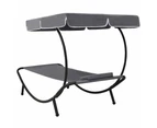 vidaXL Outdoor Lounge Bed with Canopy & Pillow Grey