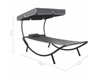 vidaXL Outdoor Lounge Bed with Canopy & Pillow Grey