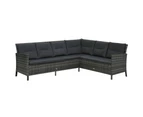 3 Piece Garden Lounge Set with Cushions Poly Rattan Grey