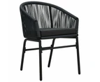 vidaXL 3 Piece Bistro Set with Cushions PE Rattan Black