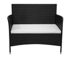 vidaXL Garden Bench with Cushion Poly Rattan Black