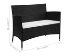 vidaXL Garden Bench with Cushion Poly Rattan Black