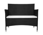 vidaXL Garden Bench with Cushion Poly Rattan Black