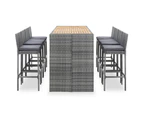 vidaXL 9 Piece Outdoor Bar Set Poly Rattan and Acacia Wood Grey