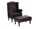 vidaXL Armchair with Footstool Dark Brown Faux Leather