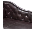 Chaise Longue Dark Brown Faux Leather