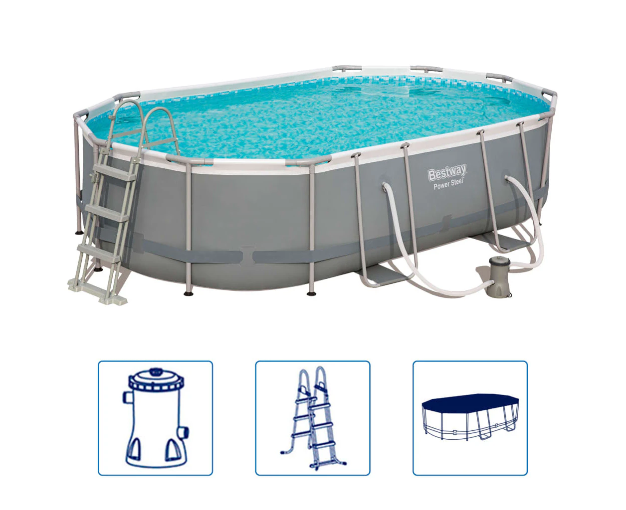 Bestway Power Steel Swimming Pool Set Oval 488x305x107 cm