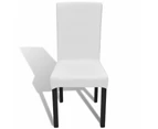 6 pcs White Straight Stretchable Chair Cover
