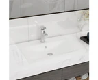 vidaXL Luxury Ceramic Basin Rectangular Sink White with Faucet Hole