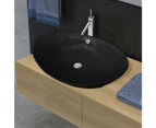 vidaXL Black Luxury Ceramic Basin Oval with Overflow 59 x 38.5 cm