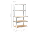 vidaXL Storage Shelf Silver 100x60x180 cm Steel and MDF