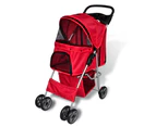 vidaXL Pet Stroller Travel Carrier Red Folding