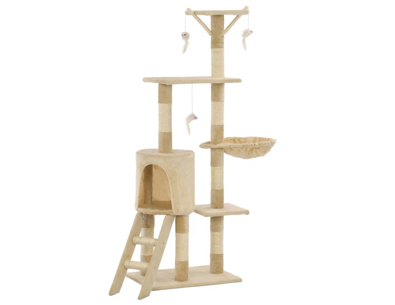 vidaXL Cat Tree with Sisal Scratching Posts 138 cm Beige