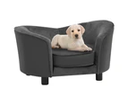 vidaXL Dog Sofa Dark Grey 69x49x40 cm Plush and Faux Leather