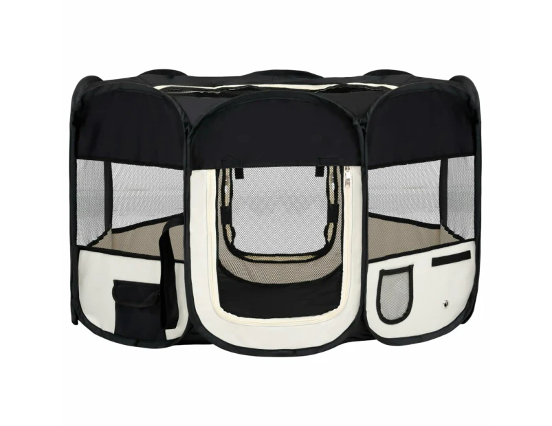 vidaXL Foldable Dog Playpen with Carrying Bag Black 125x125x61 cm