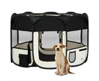 vidaXL Foldable Dog Playpen with Carrying Bag Black 110x110x58 cm