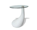 vidaXL Coffee Table with Round Glass Top High Gloss White