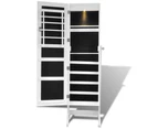 White Free Standing Jewellery Cabinet with LED Light and Mirror Door