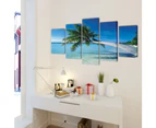 Canvas Wall Print Set Sand Beach with Palm Tree 200 x 100 cm