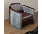vidaXL Tub Chair Dark Brown Real Leather