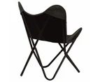 vidaXL Butterfly Chair Black Kids Size Real Leather