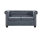 vidaXL 2-Seater Chesterfield Sofa Artificial Suede Leather Grey