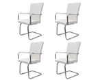 vidaXL Cantilever Dining Chairs 4 pcs White Faux Leather