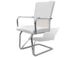 vidaXL Cantilever Dining Chairs 4 pcs White Faux Leather