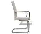 vidaXL Cantilever Dining Chairs 4 pcs White Faux Leather